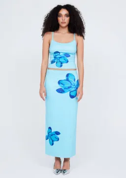 Benni Paradise Cami Top Size 8 & Slip Skirt Size 12 Set Flower Bomb Blue for rent on The Volte - image 1