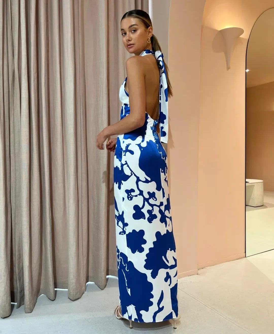 Sir The Label Esme Halter Dress Merce Abstract Print Size 8 for rent on The Volte - main image