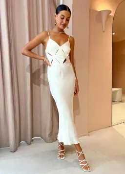 Shona Joy Milo Cut Out Split Midi Dress Coconut Size 6 for rent on The Volte - image 2