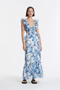 Sir the Label Amaris Frill Midi Dress Floral Print Size 2/AU 10 for rent on The Volte - image 1
