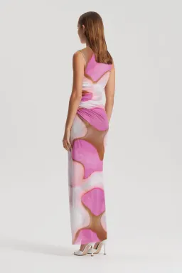 Scanlan Theodore Italian Watercolour Print Dress Pink Tan Size 6 for rent on The Volte - image 3