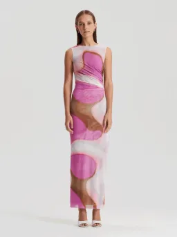 Scanlan Theodore Italian Watercolour Print Dress Pink Tan Size 6 for rent on The Volte - image 1