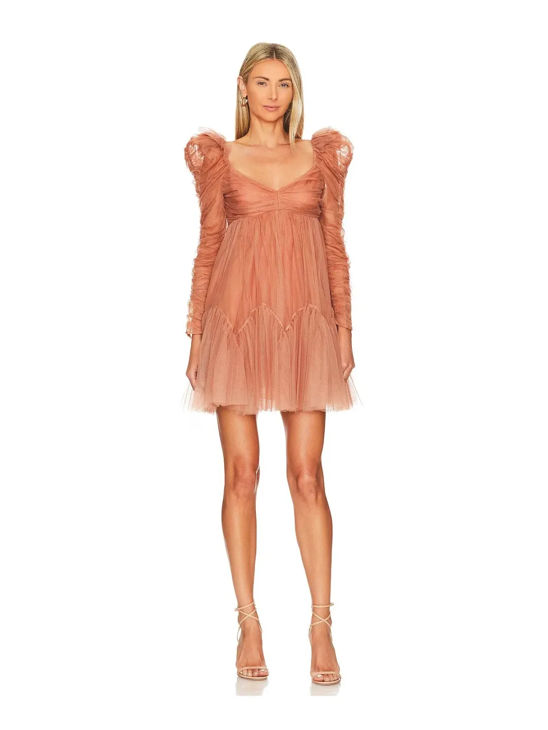 Zimmermann Tulle Ruched Mini Dress in Lipstick Size 2 / AU 12 for rent on The Volte - main image