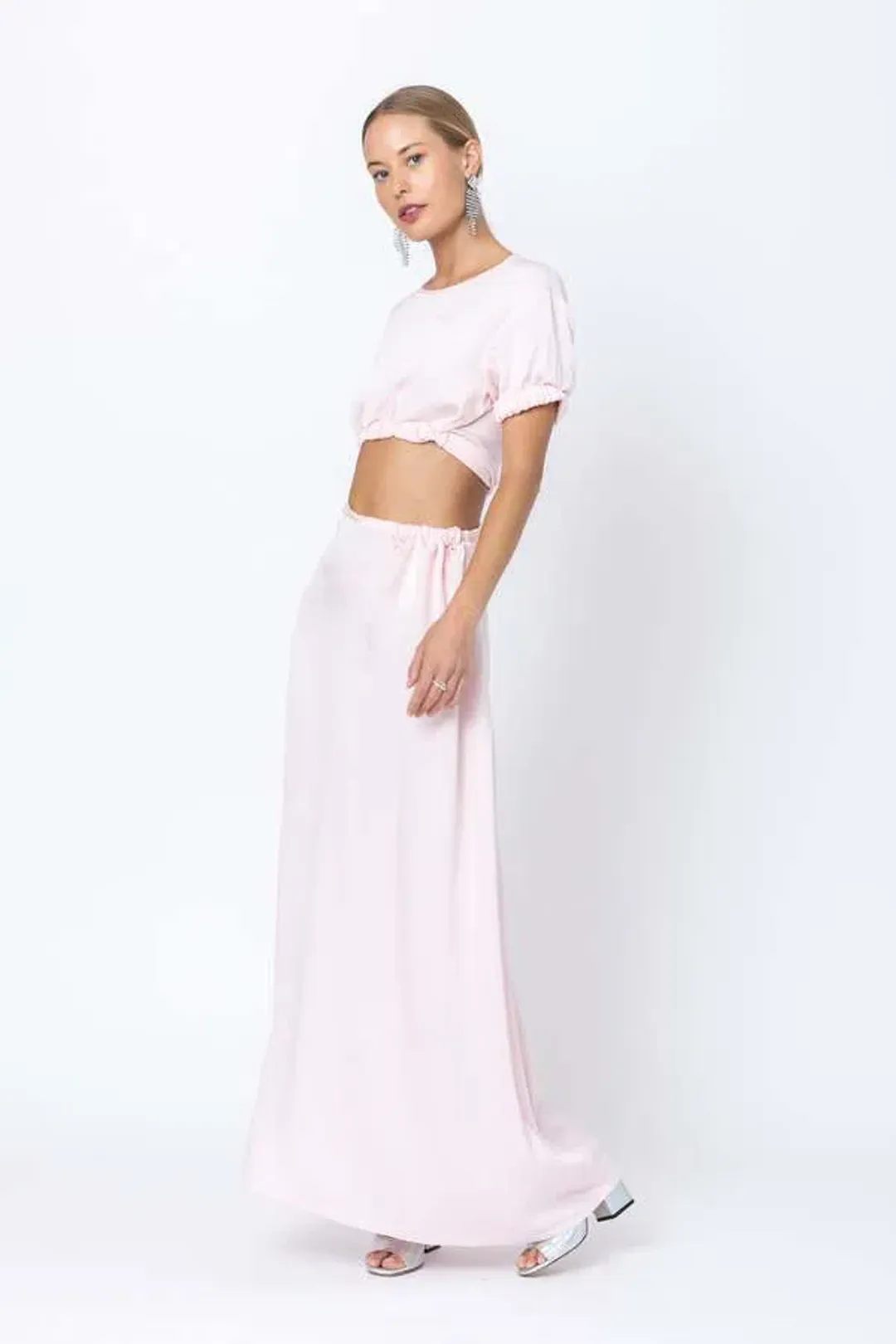 Christopher Esber Rolled Shirt Dress Baby Pink Size 6 for rent on The Volte - main image