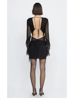 Bec & Bridge Aurelie Frill Long Sleeve Mini Dress Black Size AU 6 for rent on The Volte - image 3