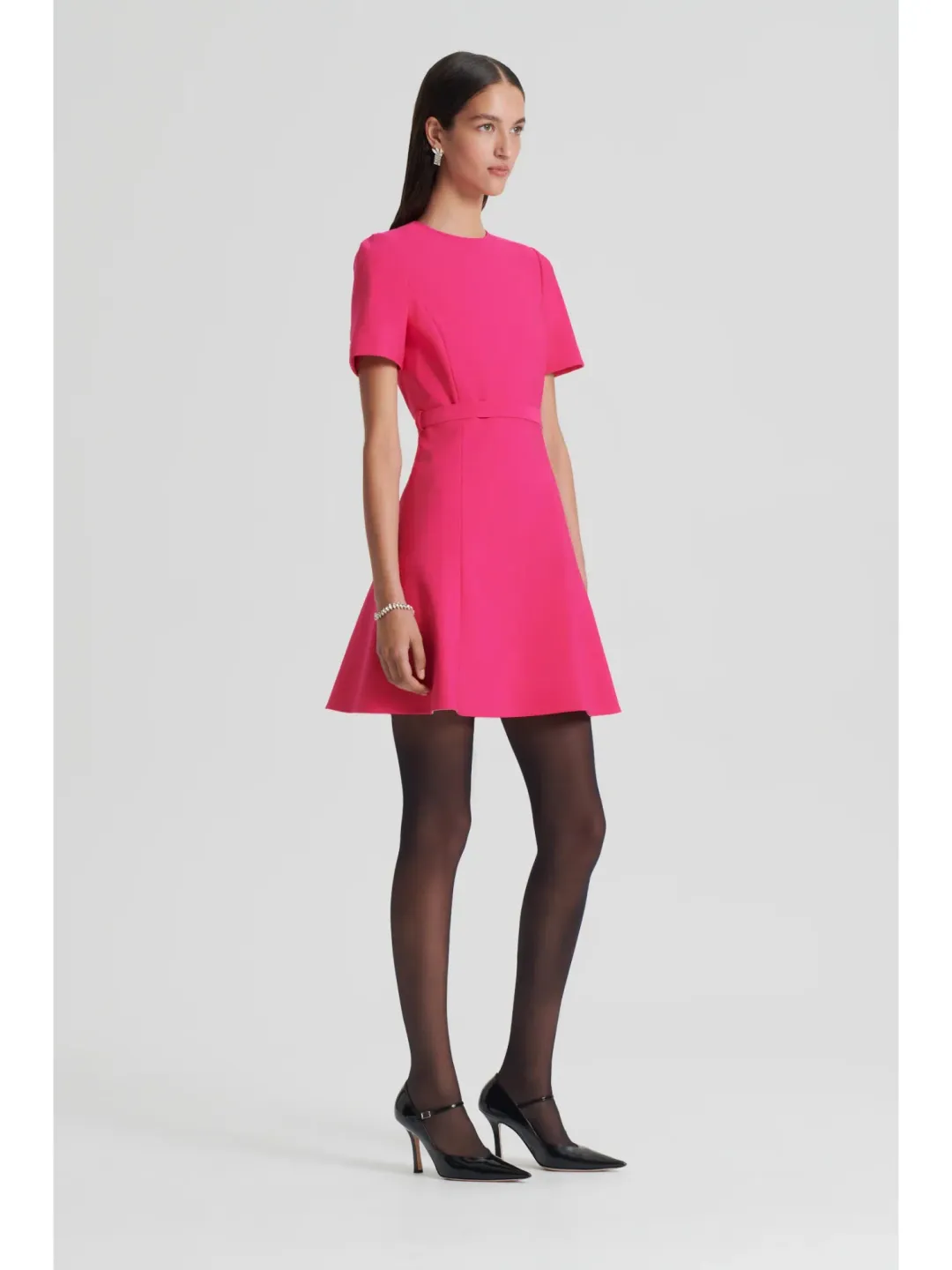 Scanlan Theodore Italian Milano Short Sleeve Dress in Raspberry Size AU 6 for rent on The Volte - main image