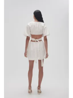Aje Mimosa Cut Out Mini Dress in Ivory White Size AU 12 for rent on The Volte - image 6