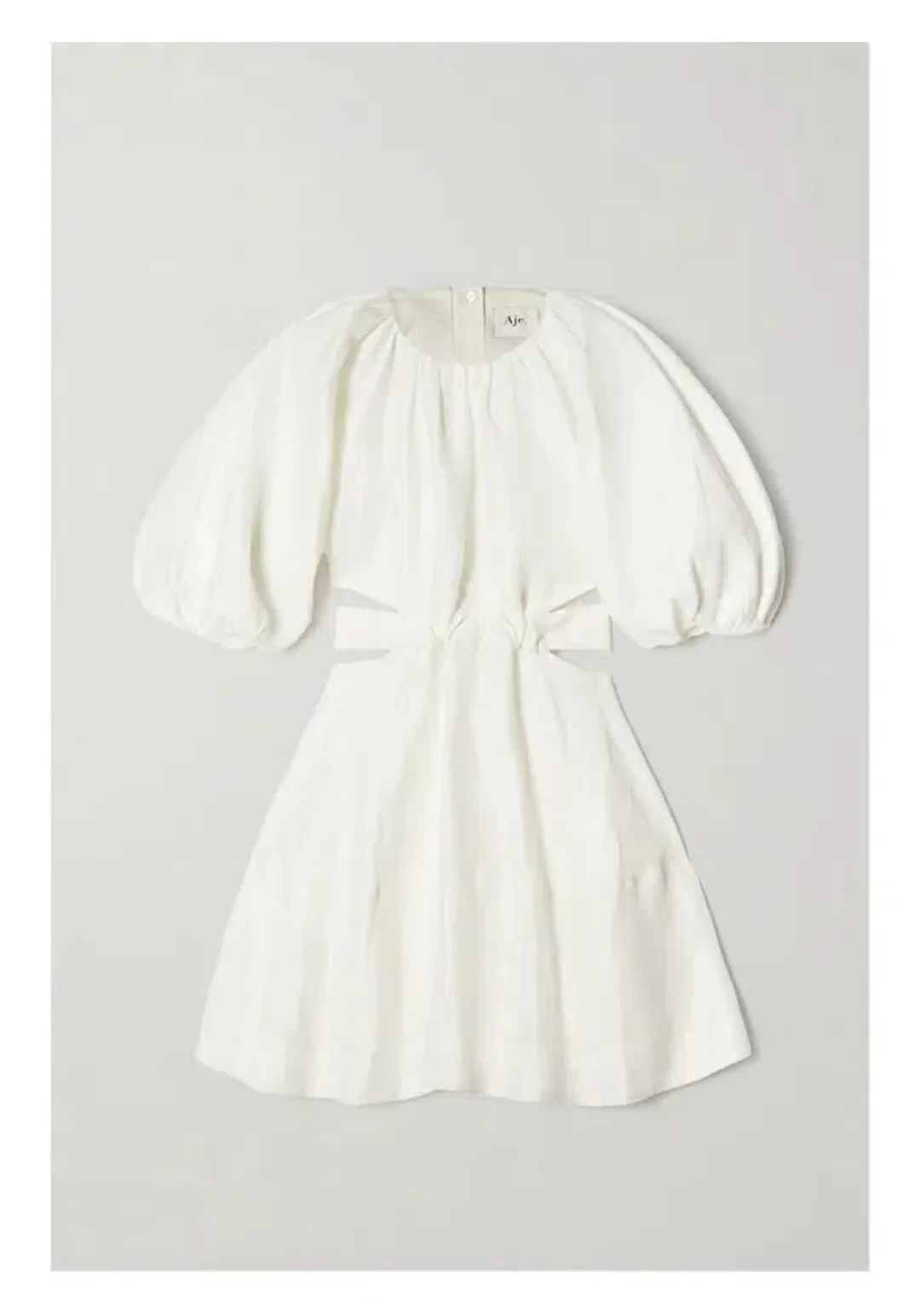 Aje Mimosa Cut Out Mini Dress in Ivory White Size AU 12 for rent on The Volte - main image