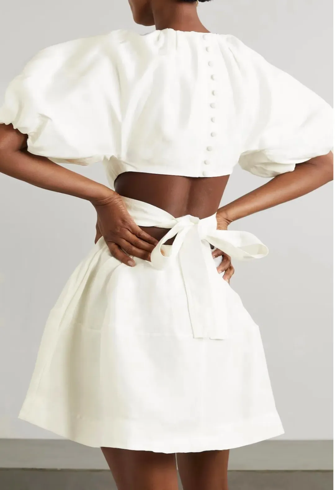 Aje Mimosa Cut Out Mini Dress in Ivory White Size AU 12 for rent on The Volte - main image