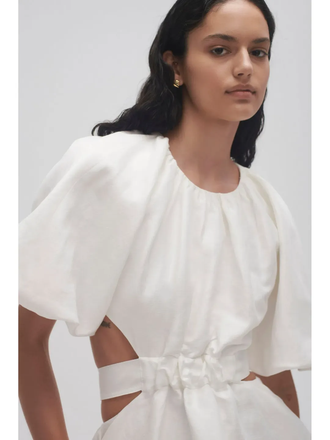 Aje Mimosa Cut Out Mini Dress in Ivory White Size AU 12 for rent on The Volte - main image