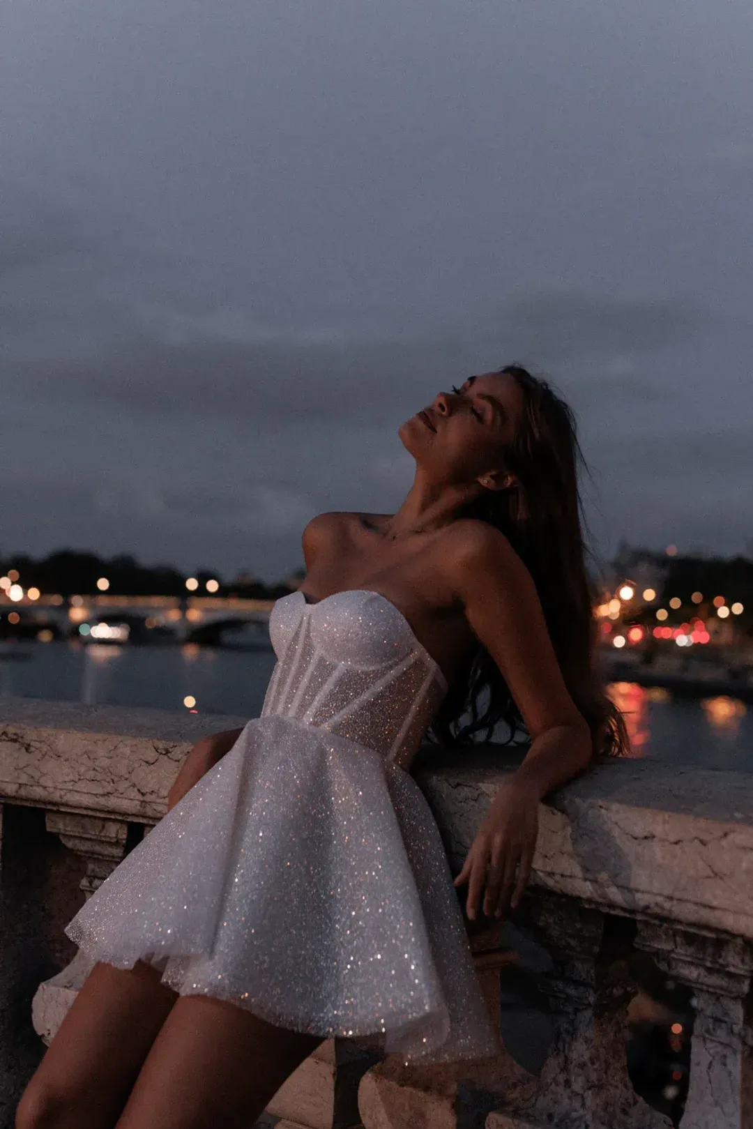 Rosie Etienne Emmelie Bridal Mini Dress Silver White Size 8 for rent on The Volte - main image