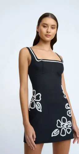 By Johnny Hibiscus Rose MIni Dress in Black Ivory Size 12 for rent on The Volte - image 5