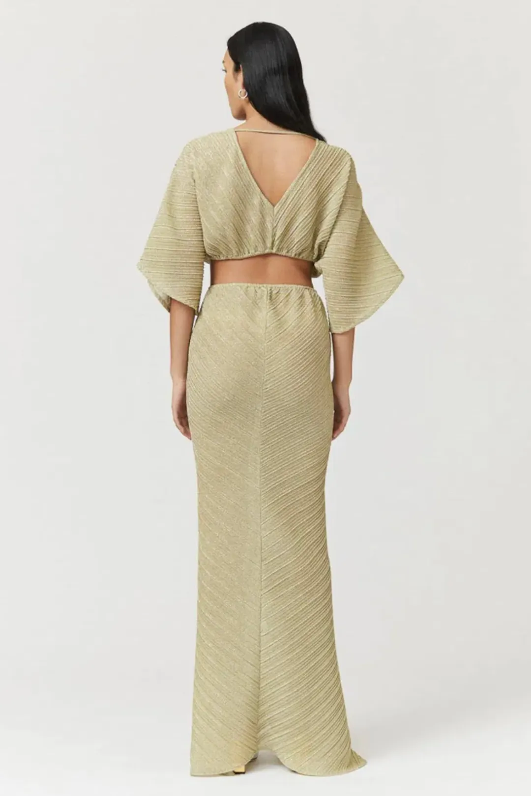 Suboo Stevie Cross Over Midi Dress Gold Size S / AU 8 for rent on The Volte - main image
