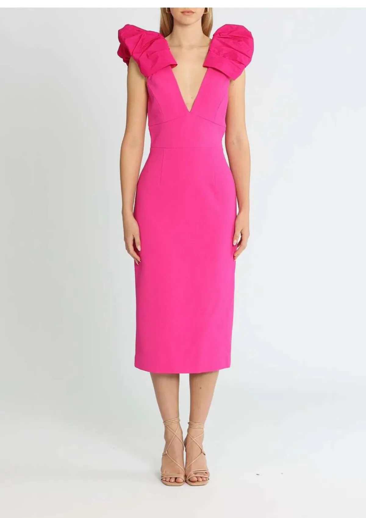 Rebecca Vallance Cupid's Bow Midi Dress Pink Size 12 - Image 1