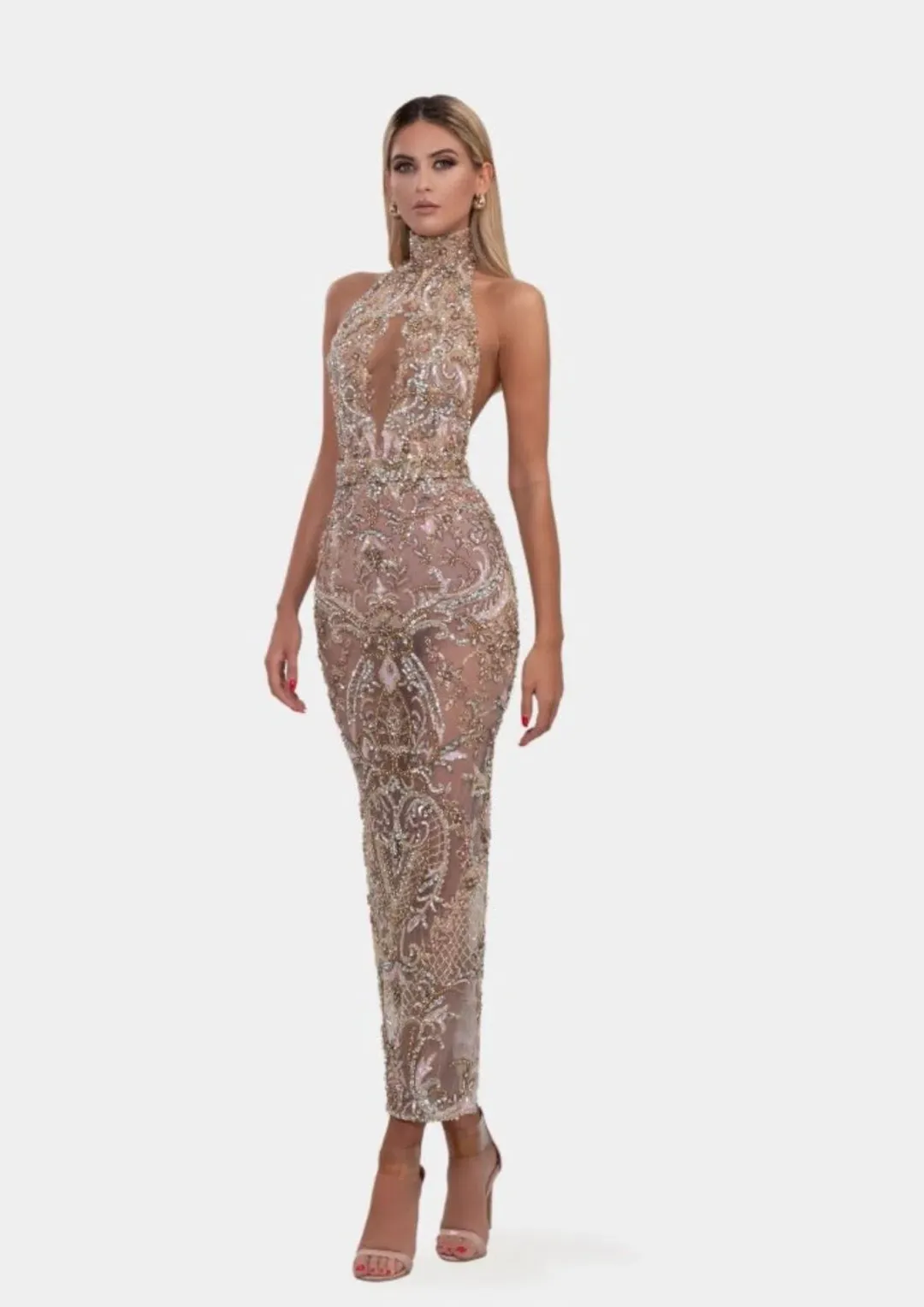 Albina Dyla Maxi Sleeveless Dress Beaded Size 36 / AU 8 for rent on The Volte - main image