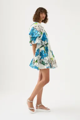 Aje Cy Off Shoulder Smock Mini Dress Cool Camelia Floral Print Size 10 for rent on The Volte - image 2