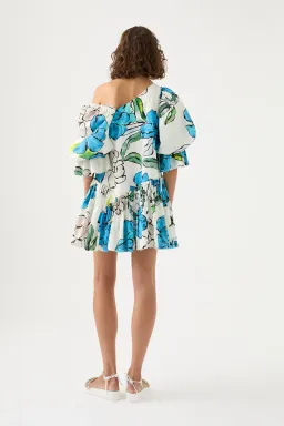 Aje Cy Off Shoulder Smock Mini Dress Cool Camelia Floral Print Size 10 for rent on The Volte - image 3