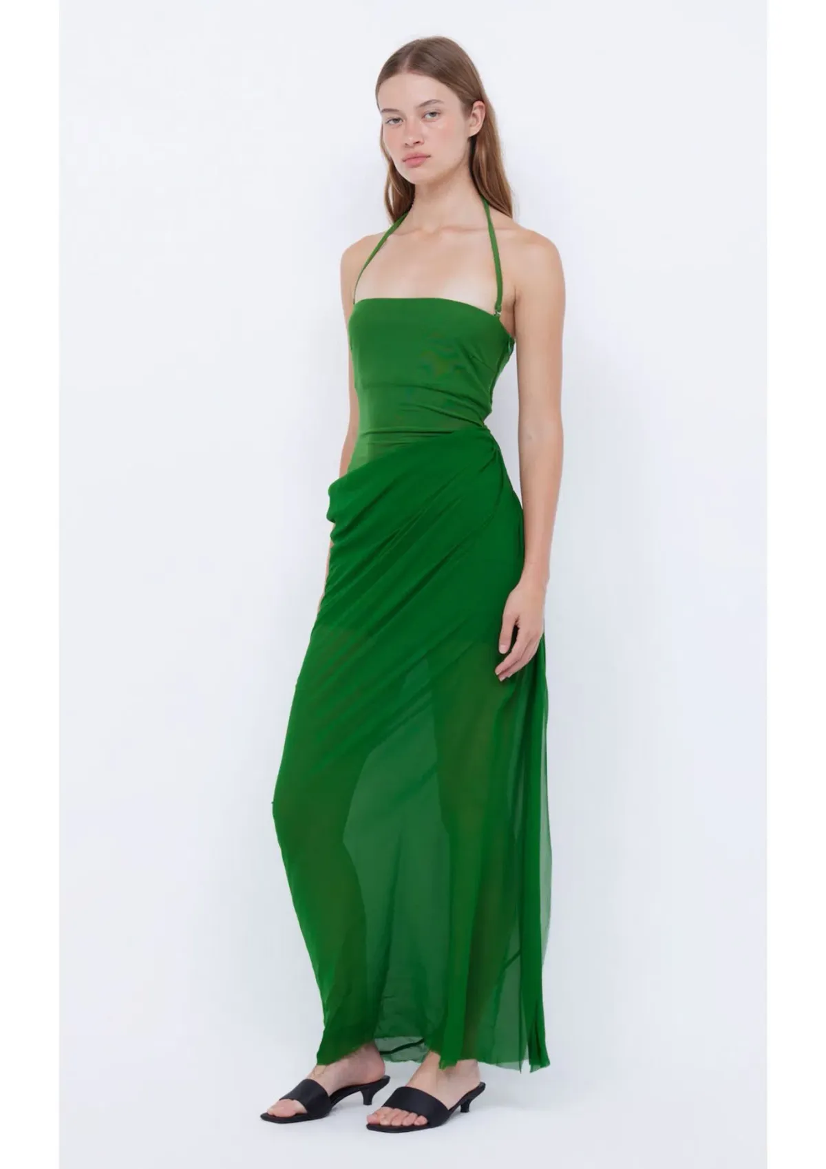 Bec & Bridge Aida Draped Maxi Dress Pine Green Size 8 - Image 1