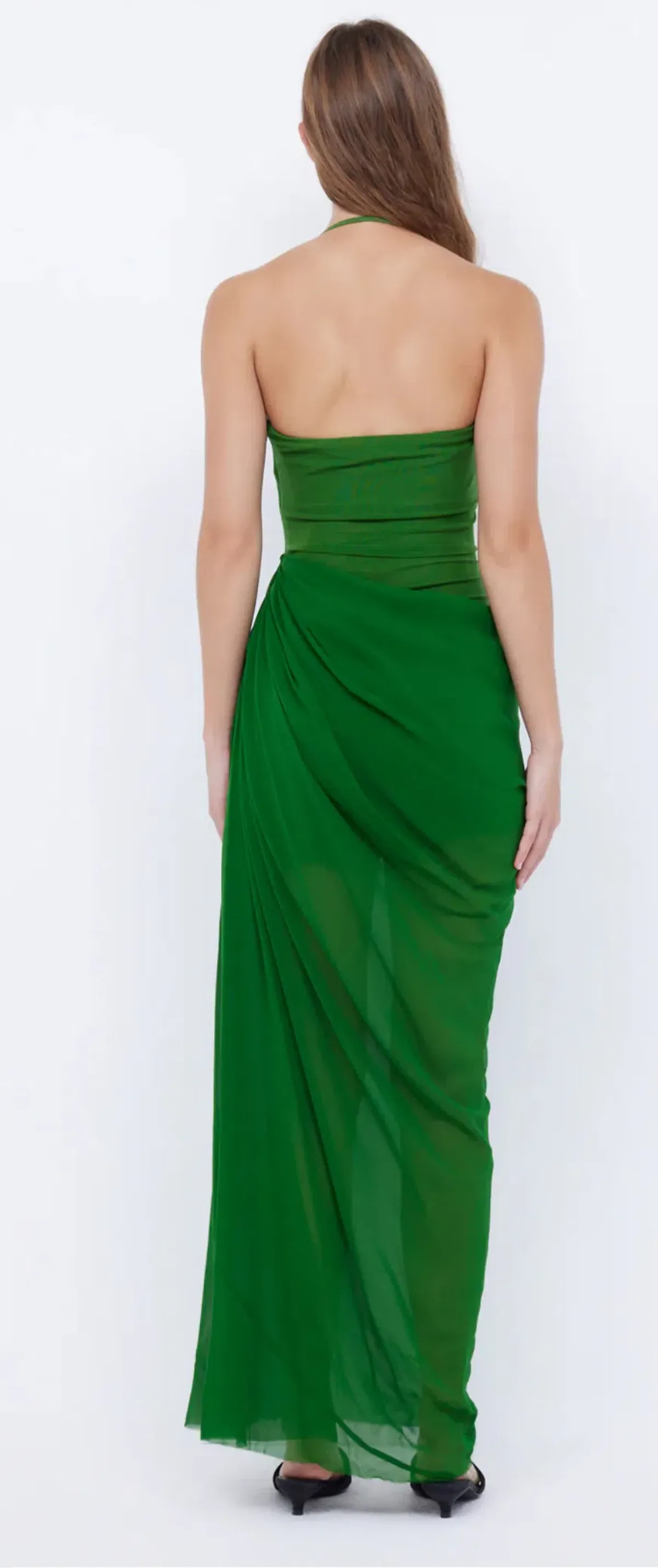 Bec & Bridge Aida Draped Maxi Dress Pine Green Size 8 - Image 3