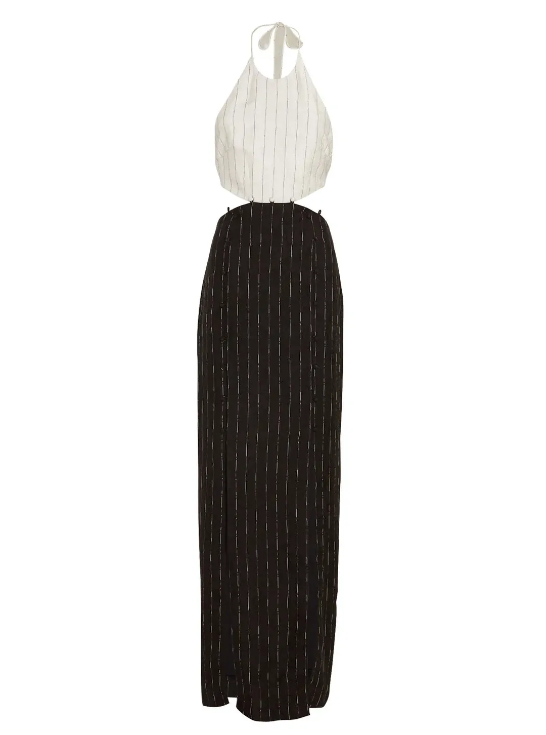 Dion Lee Pinstripe Tie Gown Black/Ivory Size 8 for rent on The Volte - main image