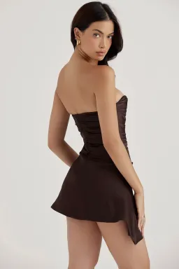 House of CB Jasmine Draped Strapless Corset Dress Brown Size L / AU 12 for rent on The Volte - image 3