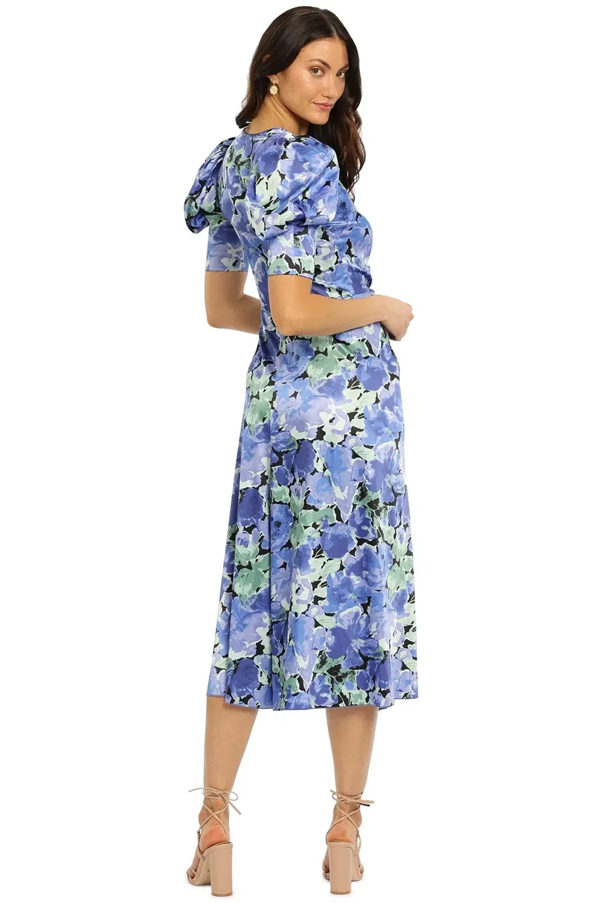 Rotate By Birger Christensen Sierina Dress in Blue Floral Size 12 - Image 4
