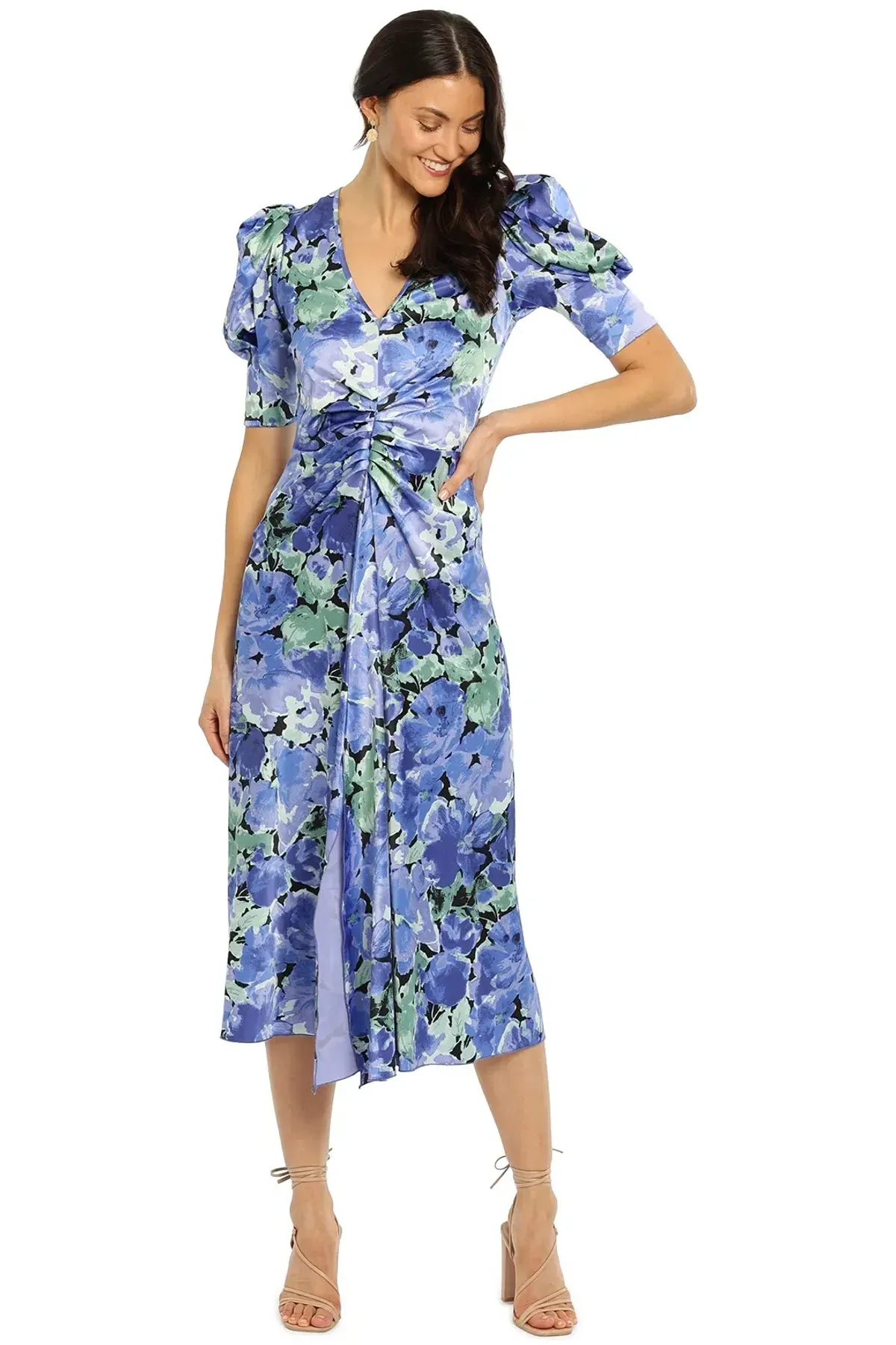 Rotate By Birger Christensen Sierina Dress in Blue Floral Size 12 - Image 3