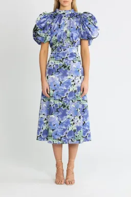 Rotate By Birger Christensen Dawn Baja Blue Dress Print Size 12 for rent on The Volte - image 1