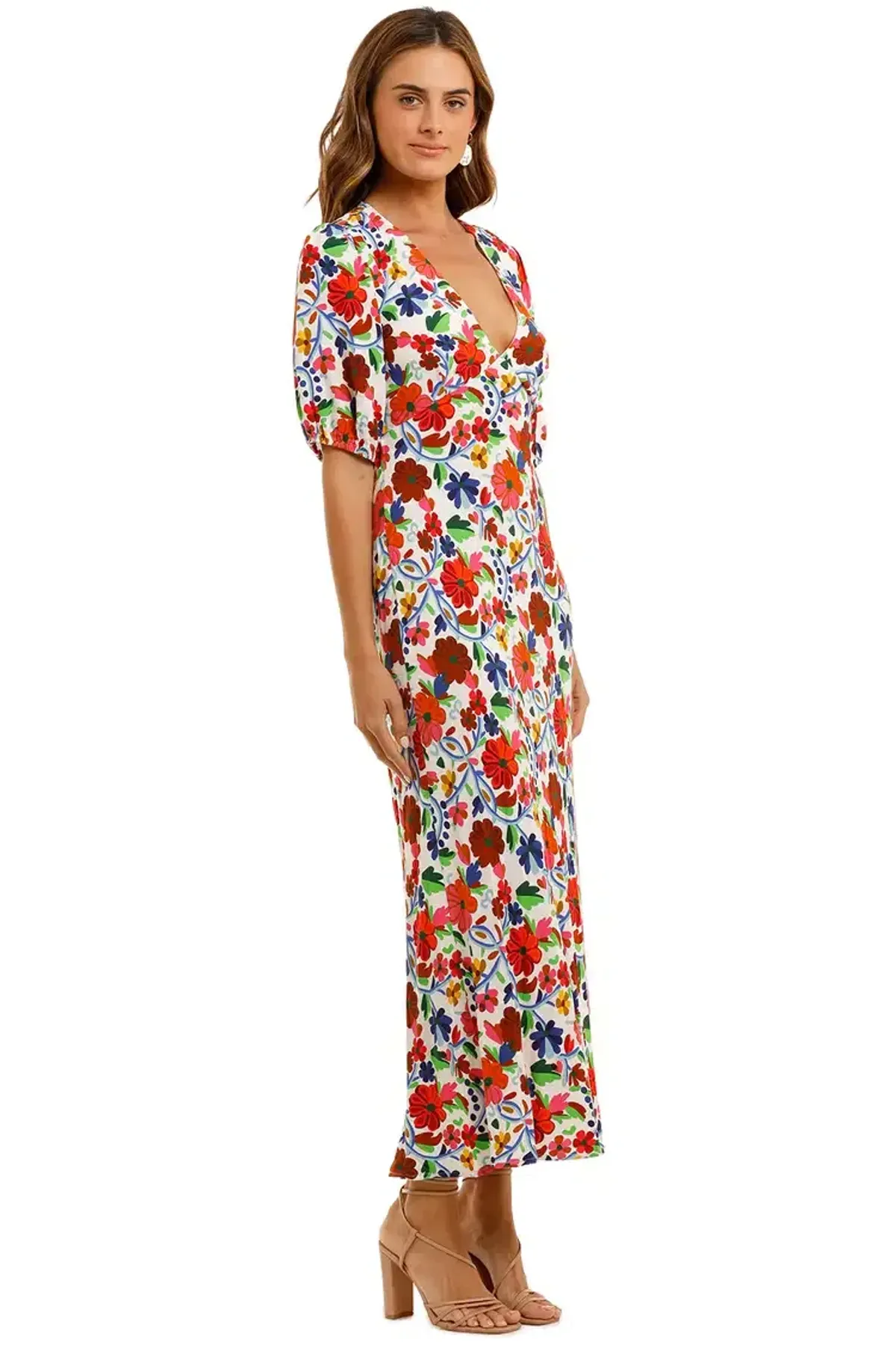 Rixo London Steph Crepe Midi Dress Floral Size 10 - Image 2