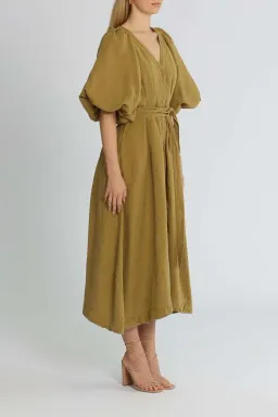 Aje Evermore Midi Dress Olive Green Size 8 for rent on The Volte - image 2