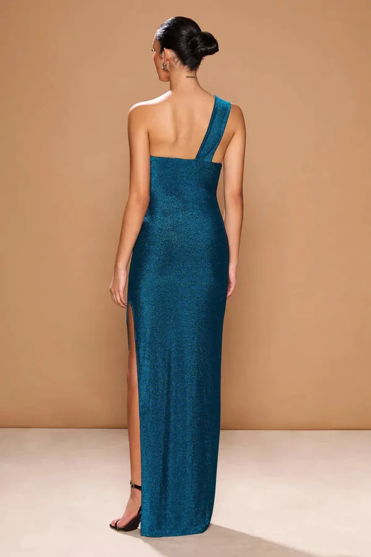 Sonya Moda Acquavena Shimmer Maxi Dress Aquamarine Size 6 - Image 3