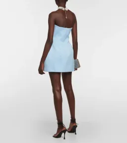 Magda Butrym Appliqué Cutout Wool Minidress Blue Size 8 for rent on The Volte - image 2