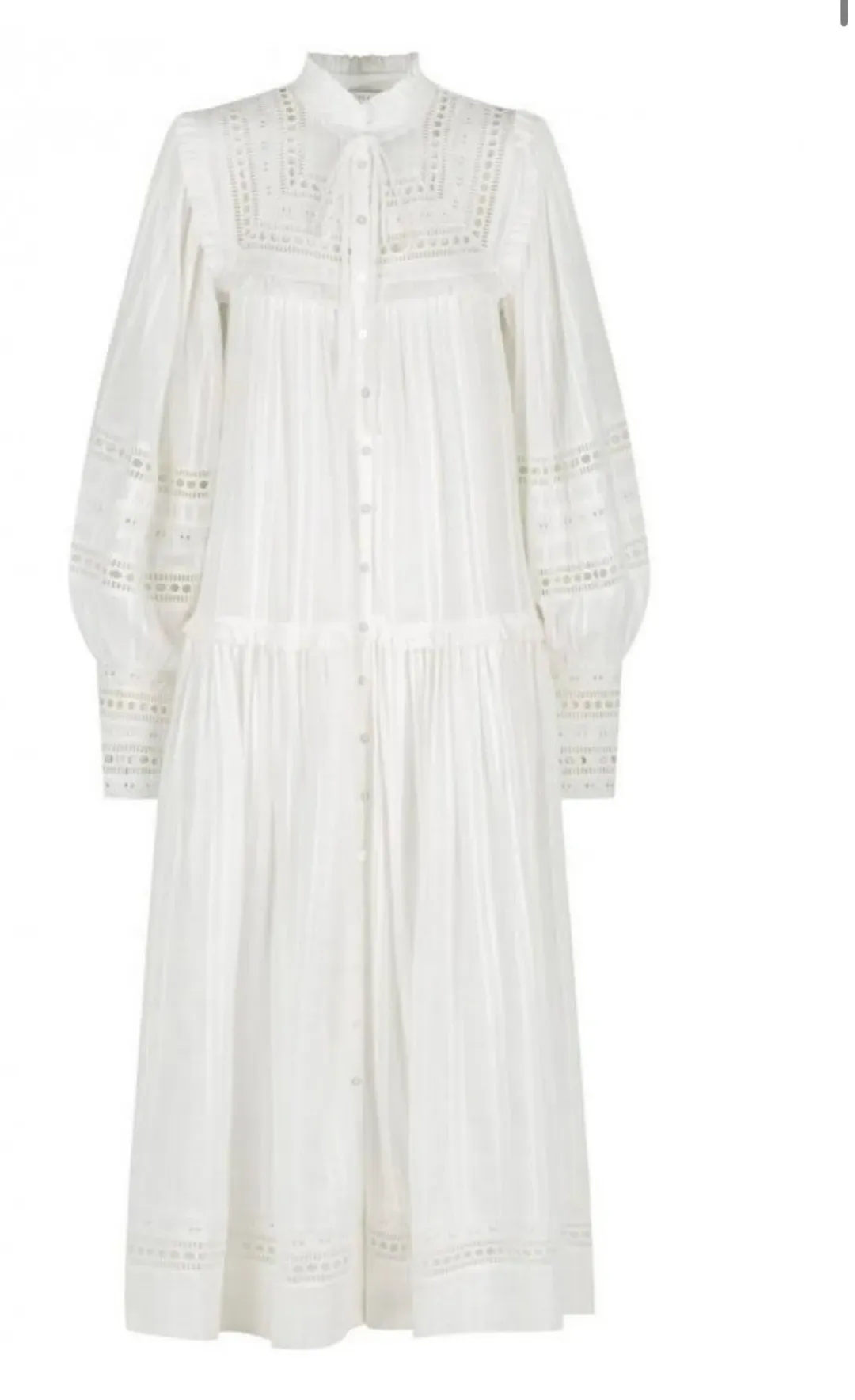 Shona Joy Lucia Balloon Sleeve Frill Midi Dress in Ivory Size 12 for rent on The Volte - main image