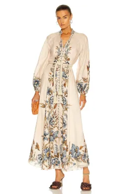 Zimmermann Aliane Billow Long Dress Khaki Floral Size 1 / AU 10 for rent on The Volte - image 4