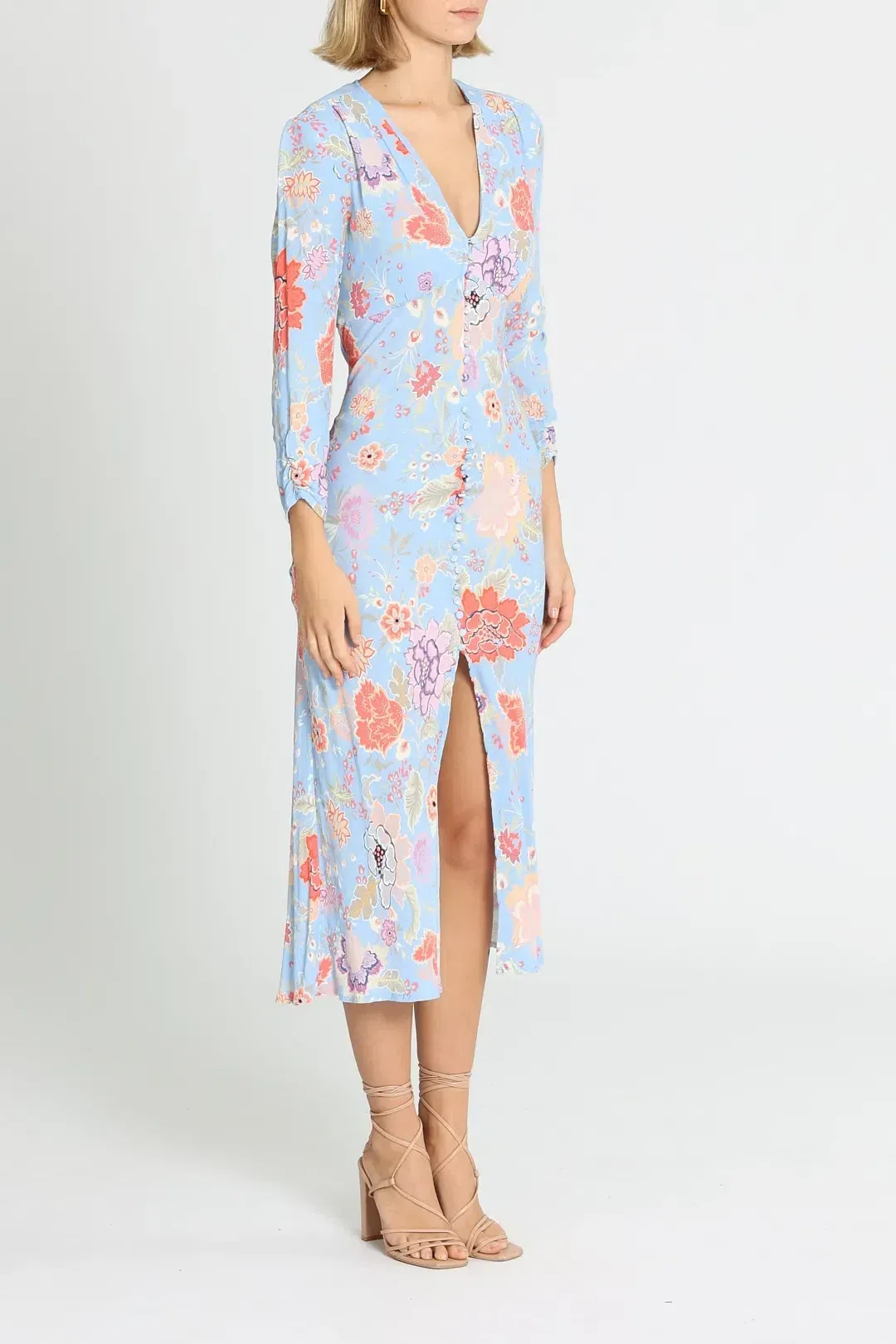 Rixo London Katie Button Down Midi Dress Floral Size 10 for rent on The Volte - main image