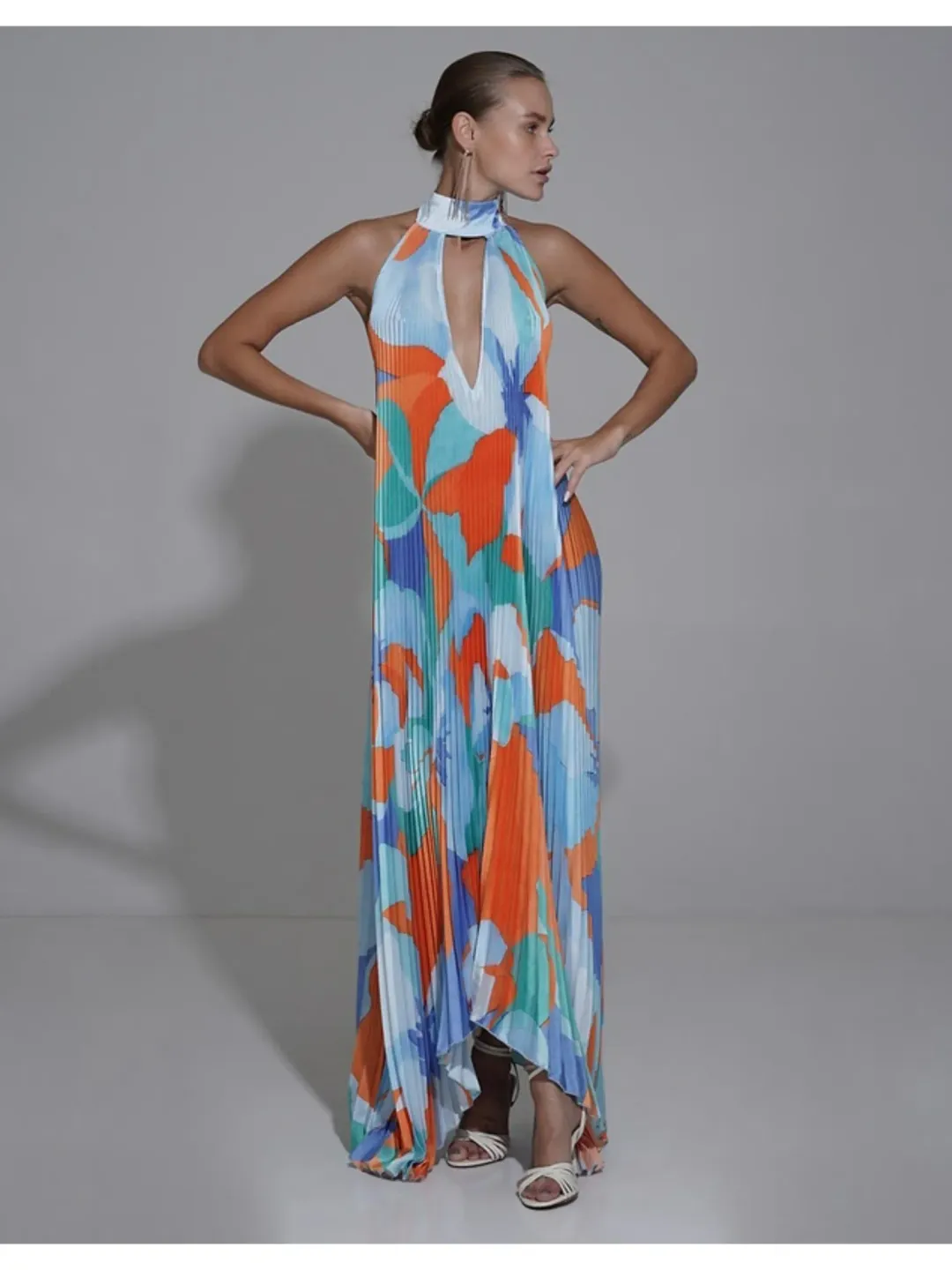 Lidee Opera Gown Capri Print Orange Size AU 10 for rent on The Volte - main image