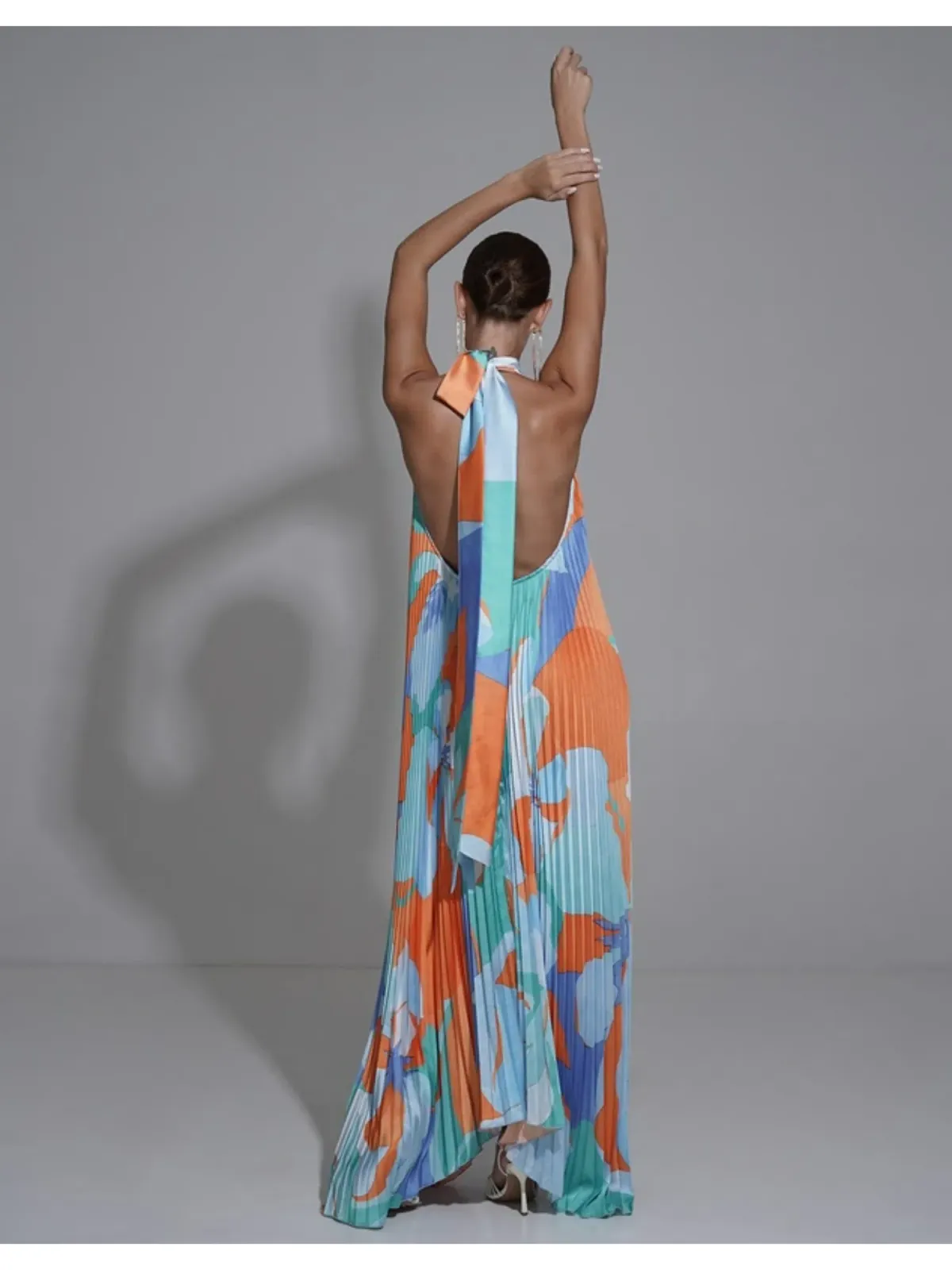 Lidee Opera Gown Capri Print Orange Size AU 12 - Image 3
