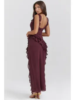 House Of Cb Ariela Ruffle Maxi Dress Mulberry Size S / AU 8 for rent on The Volte - image 4
