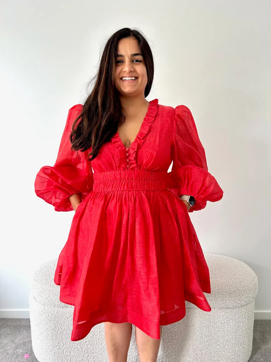 Zimmermann Prima Mini Dress in Red Size 3 / AU 14 for rent on The Volte - main image