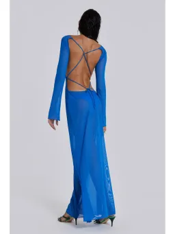Jaded London Ziva Sheer Maxi Dress Blue Size Small / AU 8 for rent on The Volte - image 3