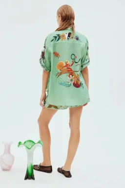 Alemais Meagan Shirt Size 8 and Shorts Size 10 Set Green Print for rent on The Volte - image 3