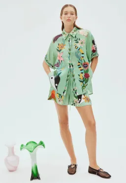 Alemais Meagan Shirt Size 8 and Shorts Size 10 Set Green Print for rent on The Volte - image 2