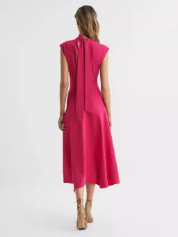 Reiss Livvy Open Back Midi Dress in Bright Pink Size 8 for rent on The Volte - image 2