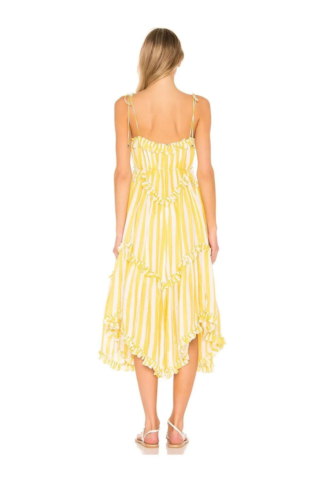Zimmermann Lumino Floating Stripe Dress in Yellow Stripe Size 0/ AU 8 for rent on The Volte - main image