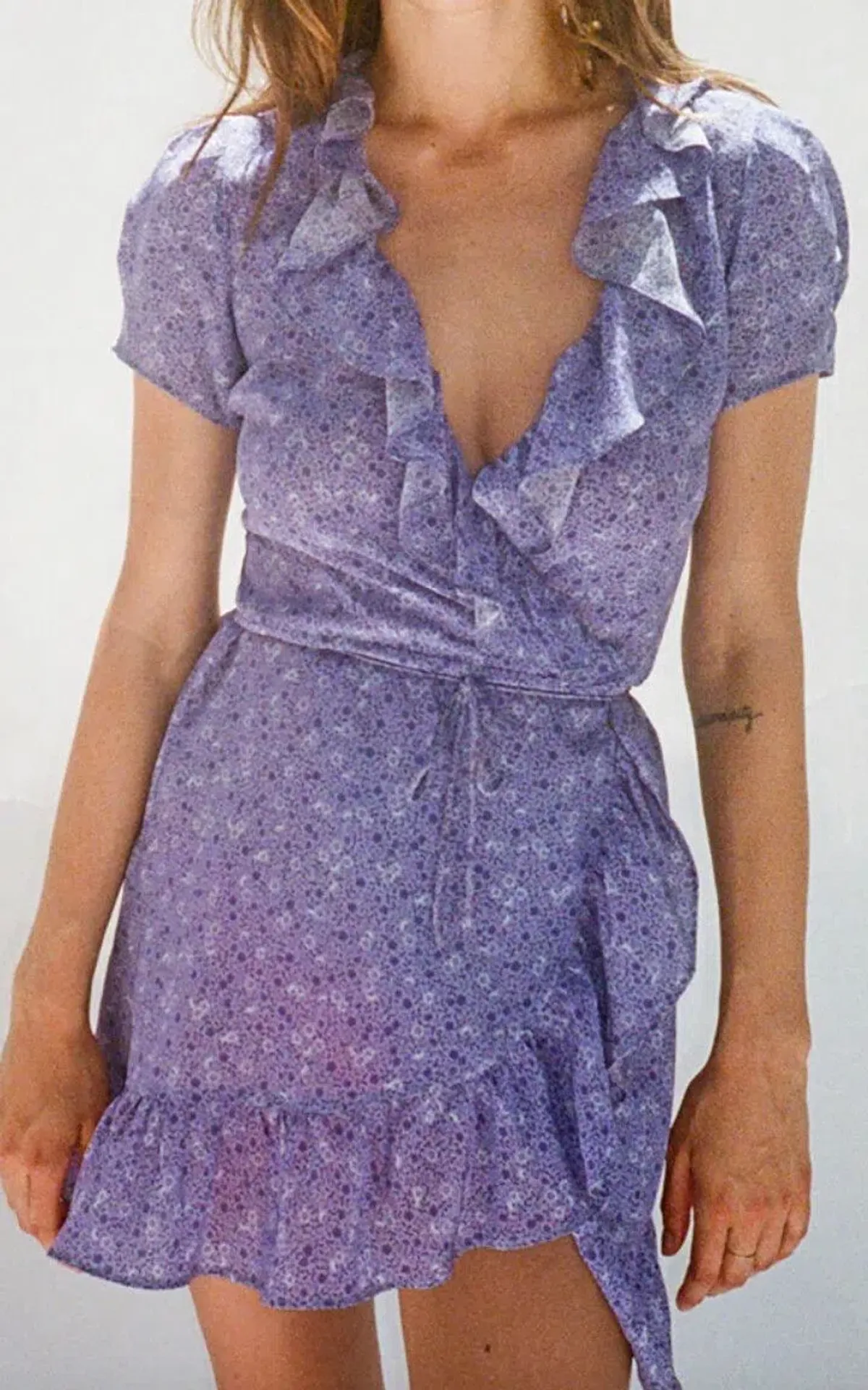 Realisation Par Valentina Wrap Mini Dress Purple Haze Size S / AU 8 - Image 3