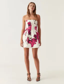 Aje Strapless Baret Dress Floral Size 6 for rent on The Volte - image 1