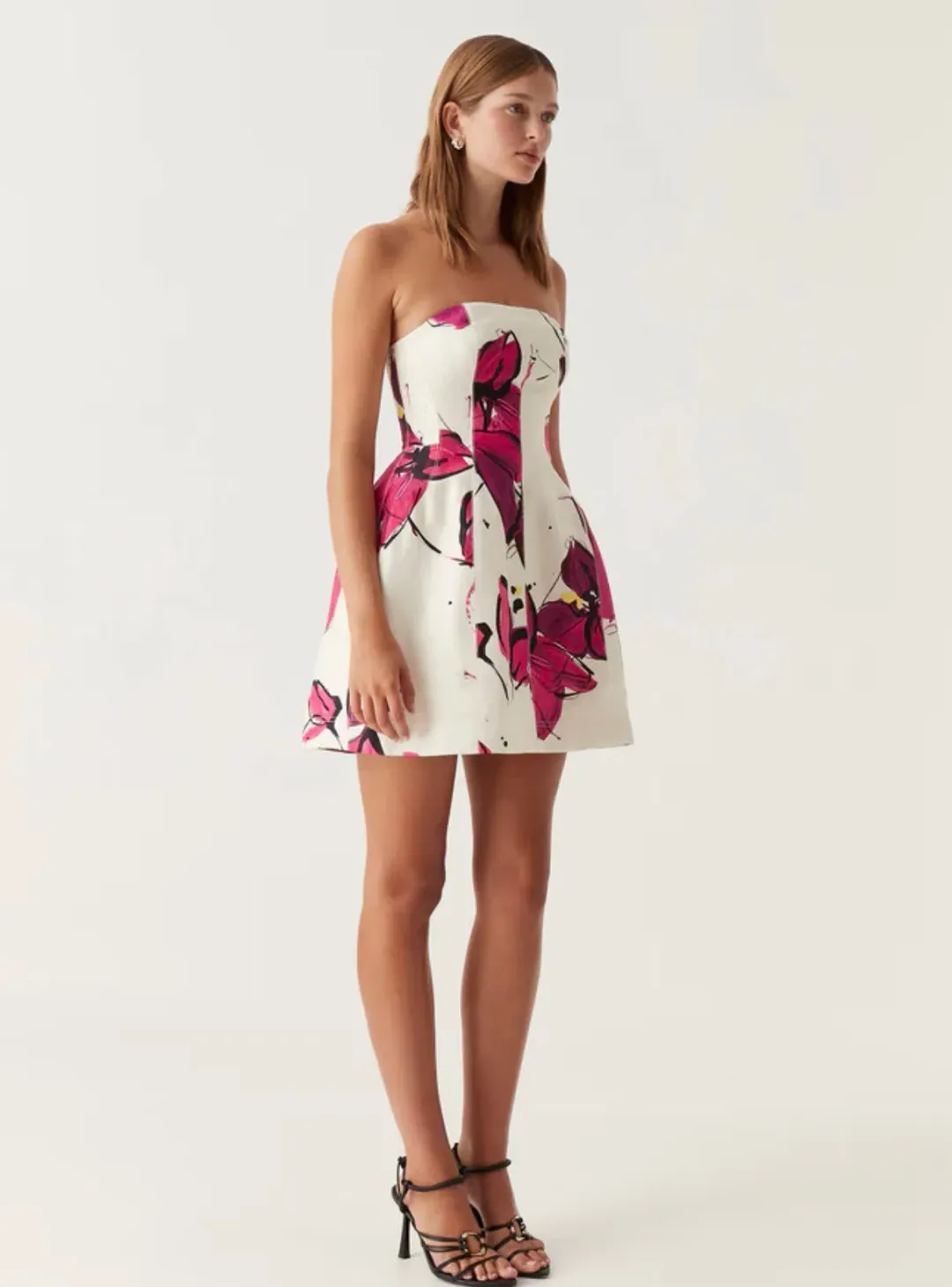 Aje Strapless Baret Dress Floral Size 6 for rent on The Volte - main image