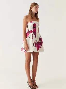 Aje Strapless Baret Dress Floral Size 6 for rent on The Volte - image 2