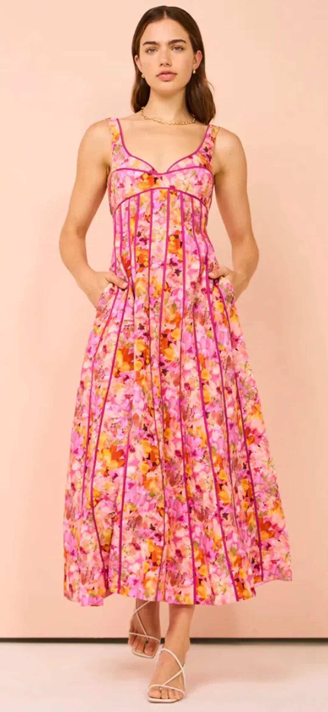 Acler Hansley Midi Dress In Lotus Size 6 for rent on The Volte - main image