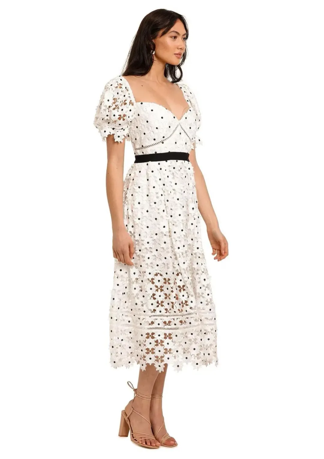 Self Portrait Daisy Lace Midi Dress in Polka Dot Size 12 for rent on The Volte - main image